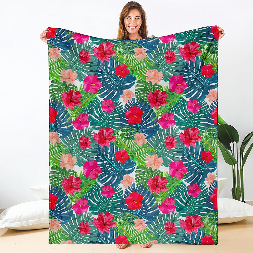 Colorful Hawaii Floral Pattern Print Blanket
