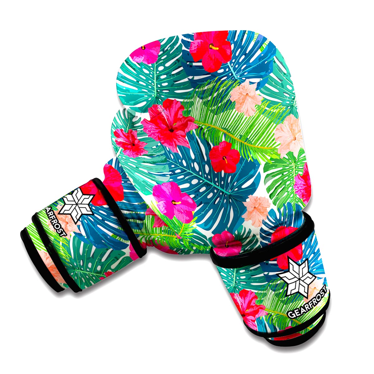Colorful Hawaii Floral Pattern Print Boxing Gloves