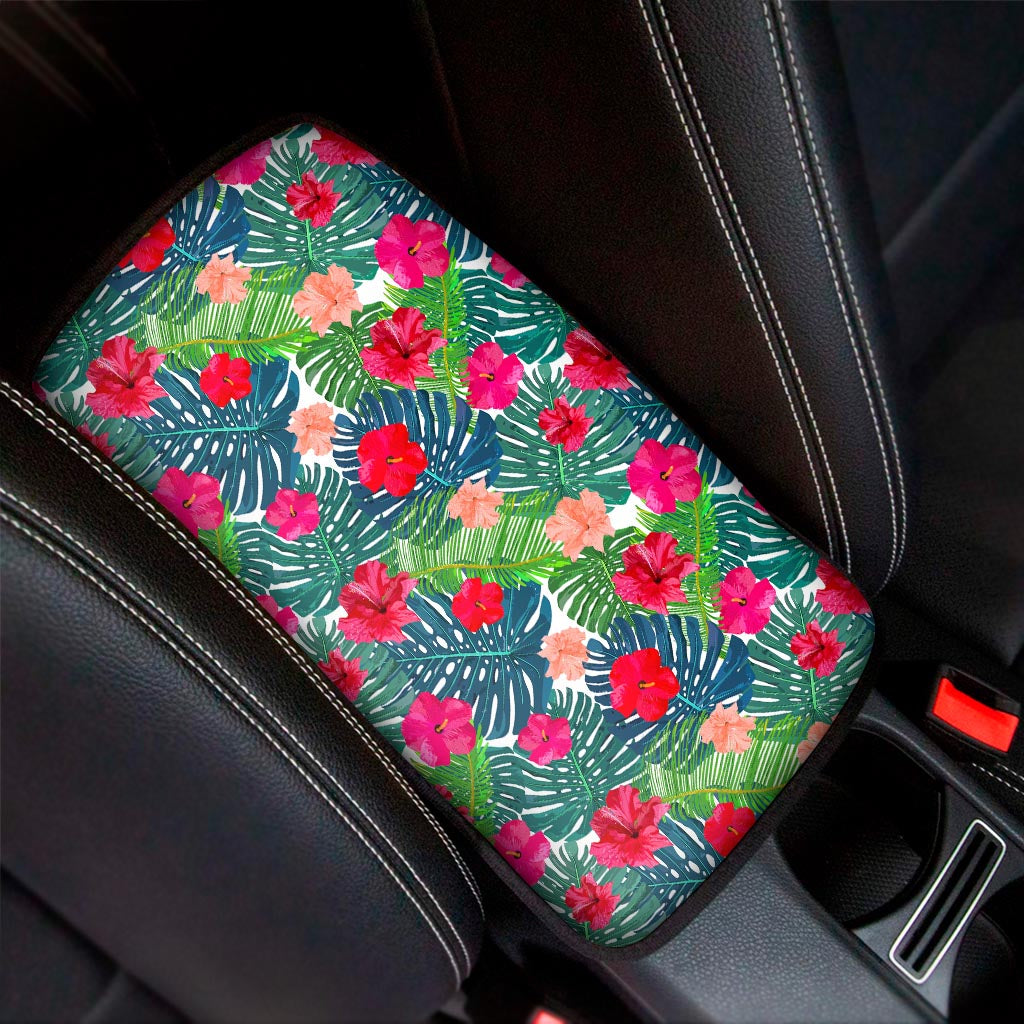 Colorful Hawaii Floral Pattern Print Car Center Console Cover