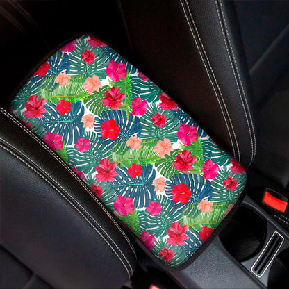Colorful Hawaii Floral Pattern Print Car Center Console Cover