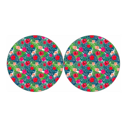 Colorful Hawaii Floral Pattern Print Car Coasters