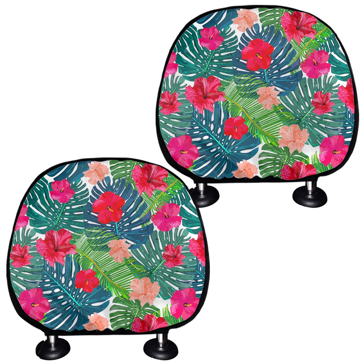Colorful Hawaii Floral Pattern Print Car Headrest Covers