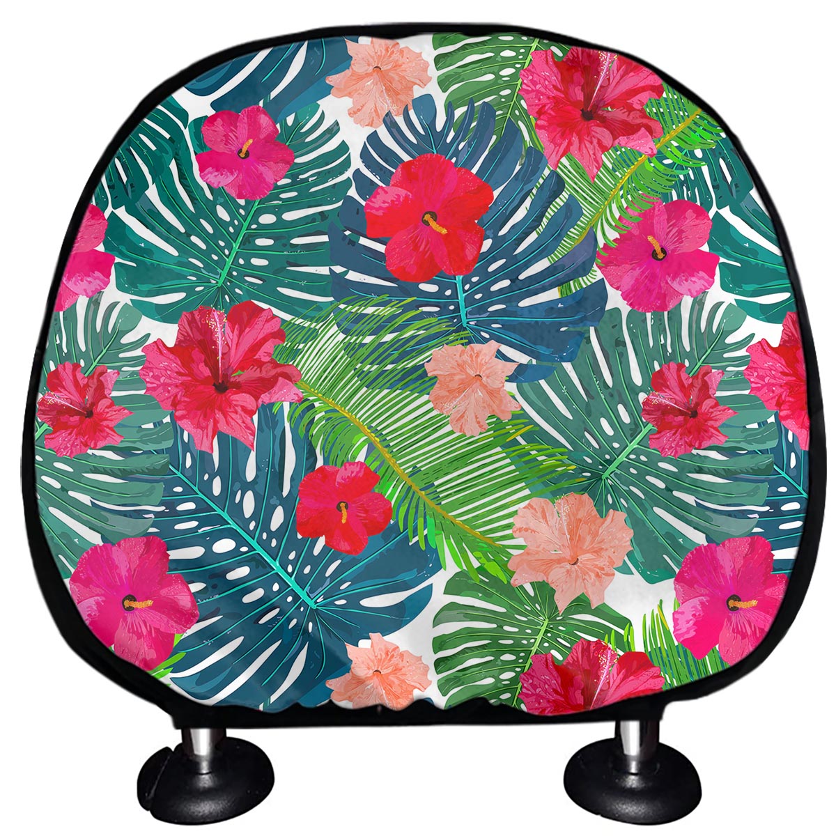 Colorful Hawaii Floral Pattern Print Car Headrest Covers