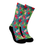 Colorful Hawaii Floral Pattern Print Crew Socks