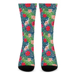 Colorful Hawaii Floral Pattern Print Crew Socks
