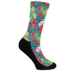 Colorful Hawaii Floral Pattern Print Crew Socks