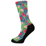 Colorful Hawaii Floral Pattern Print Crew Socks