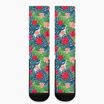 Colorful Hawaii Floral Pattern Print Crew Socks