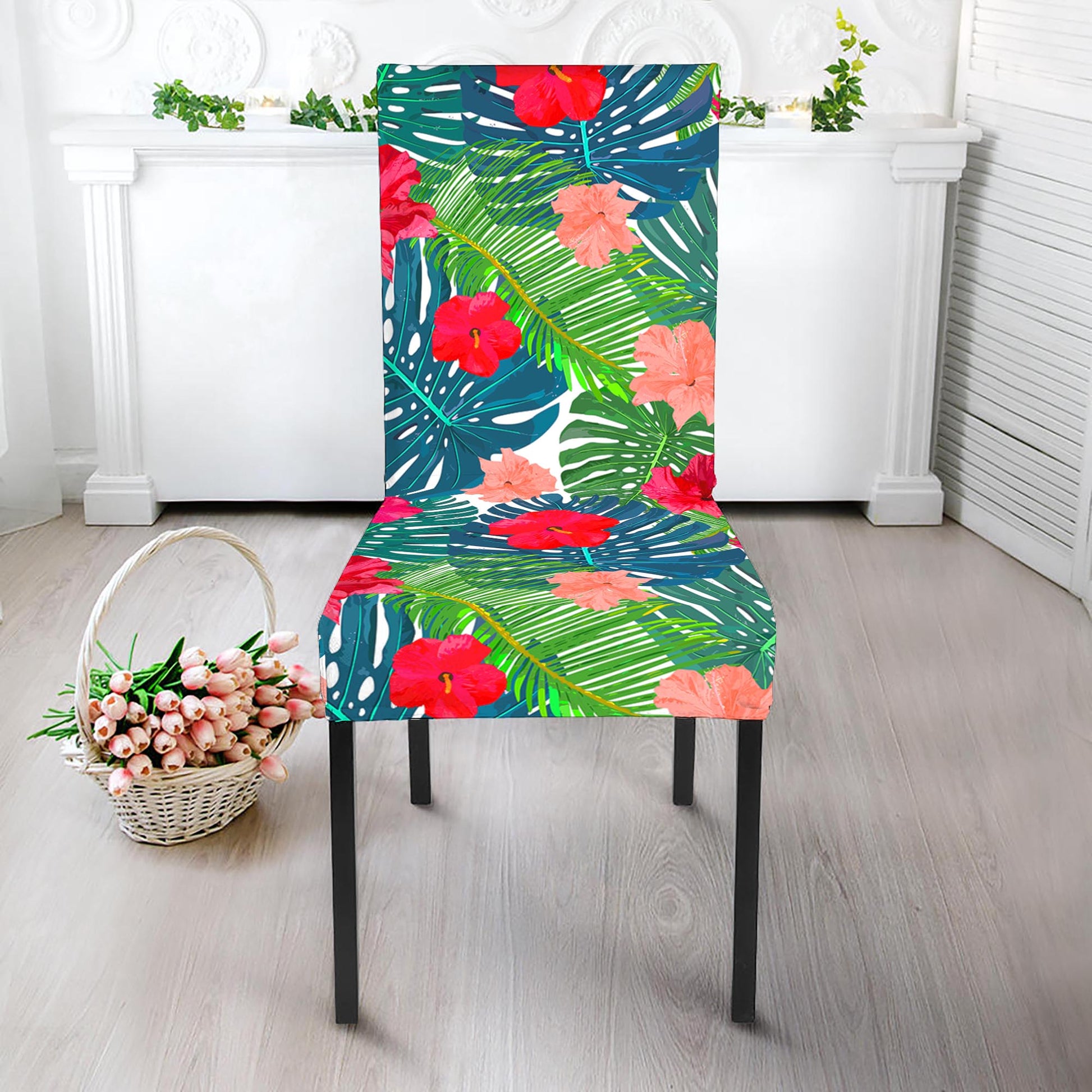 Colorful Hawaii Floral Pattern Print Dining Chair Slipcover