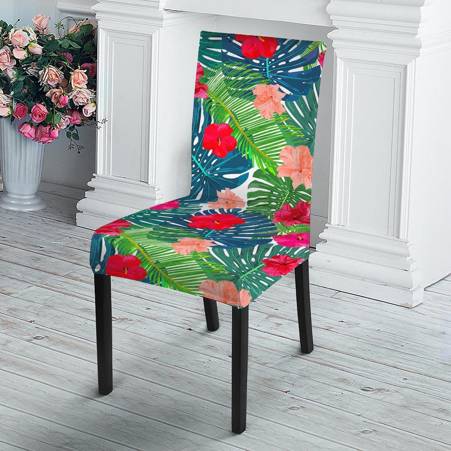 Colorful Hawaii Floral Pattern Print Dining Chair Slipcover