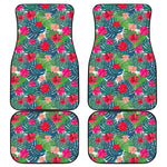 Colorful Hawaii Floral Pattern Print Front and Back Car Floor Mats