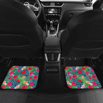 Colorful Hawaii Floral Pattern Print Front and Back Car Floor Mats