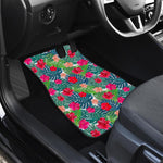 Colorful Hawaii Floral Pattern Print Front and Back Car Floor Mats