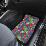 Colorful Hawaii Floral Pattern Print Front and Back Car Floor Mats