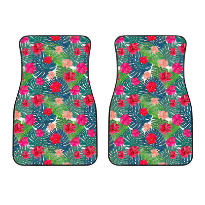 Colorful Hawaii Floral Pattern Print Front Car Floor Mats