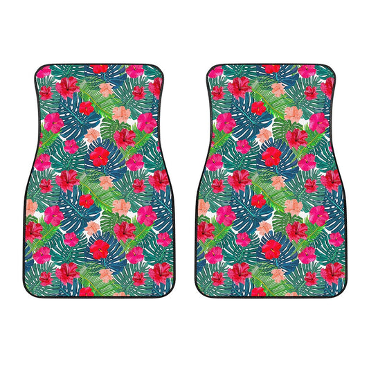 Colorful Hawaii Floral Pattern Print Front Car Floor Mats