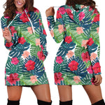 Colorful Hawaii Floral Pattern Print Hoodie Dress GearFrost