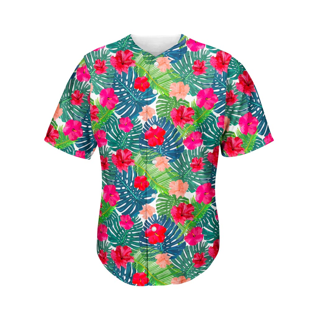 Colorful Hawaii Floral Pattern Print Men's Baseball Jersey
