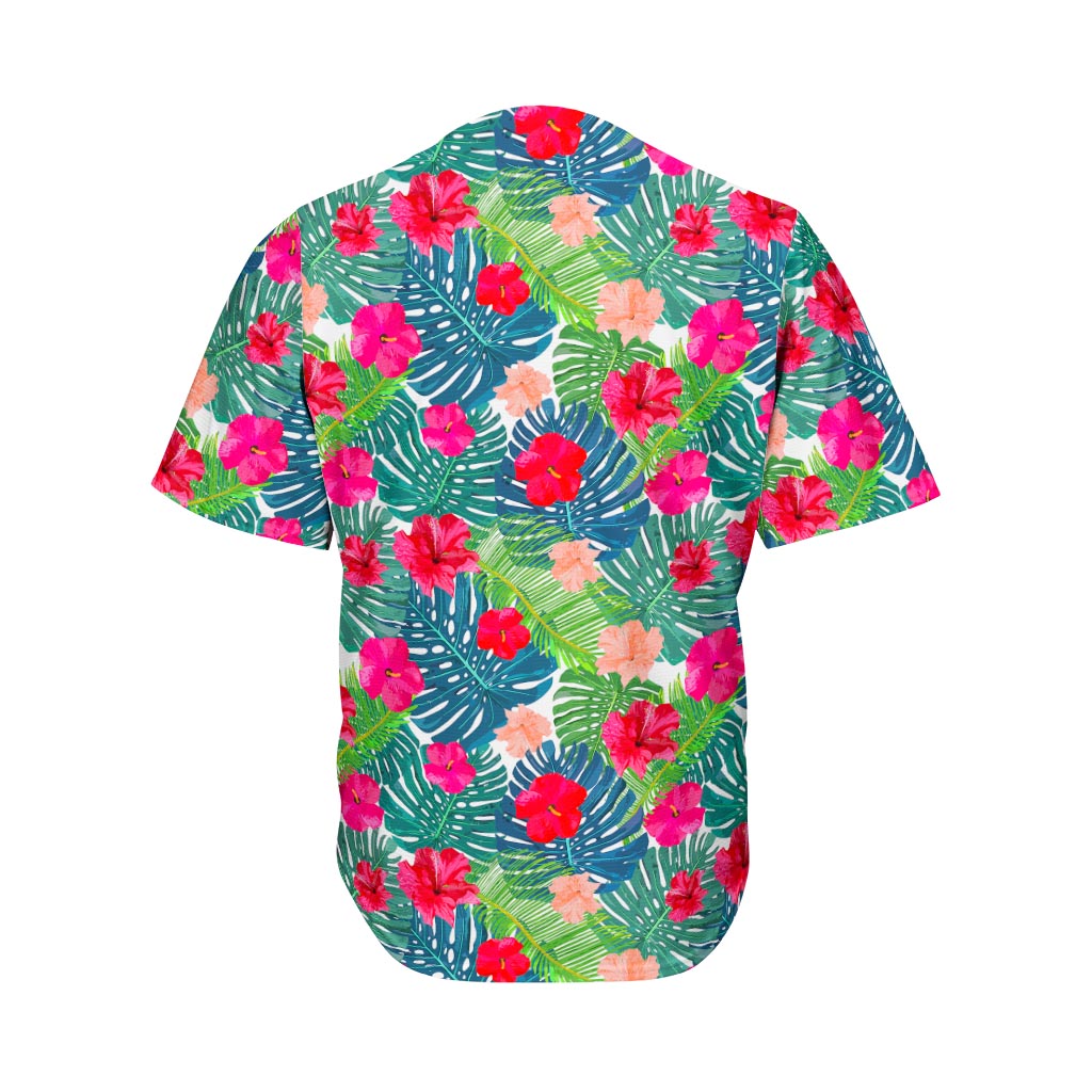 Colorful Hawaii Floral Pattern Print Men's Baseball Jersey