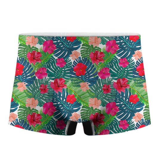 Colorful Hawaii Floral Pattern Print Men's Boxer Briefs