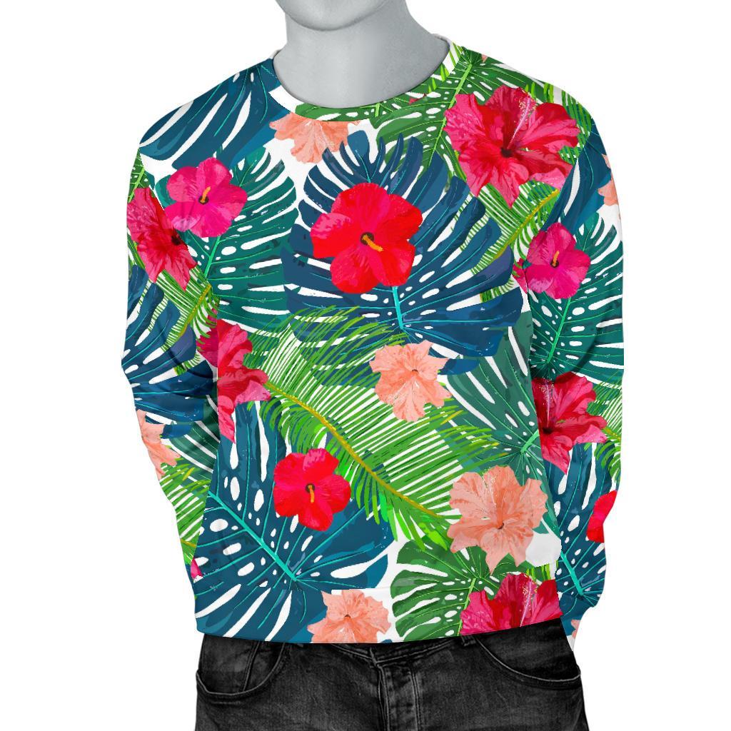 Colorful Hawaii Floral Pattern Print Men's Crewneck Sweatshirt GearFrost