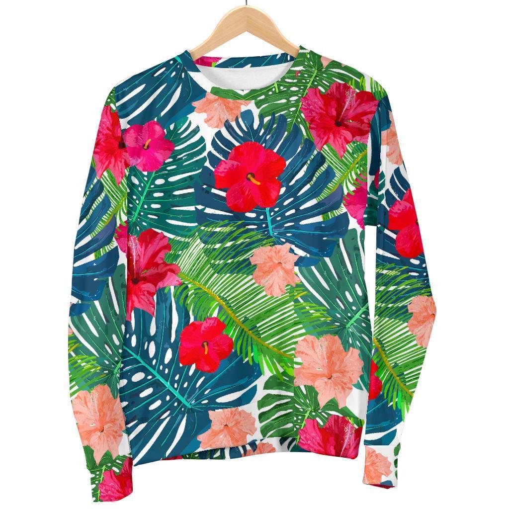 Colorful Hawaii Floral Pattern Print Men's Crewneck Sweatshirt GearFrost