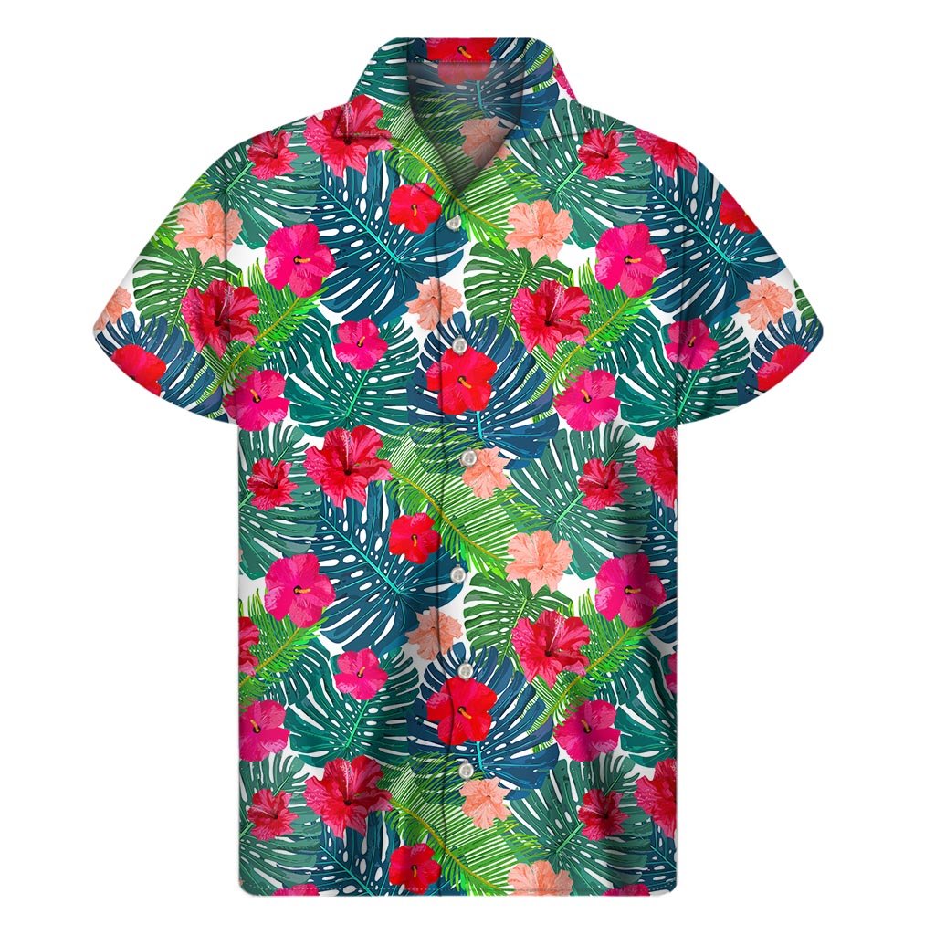 Colorful Hawaii Floral Pattern Print Men's Short Sleeve Shirt