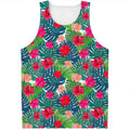 Colorful Hawaii Floral Pattern Print Men's Tank Top