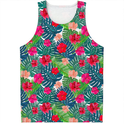 Colorful Hawaii Floral Pattern Print Men's Tank Top