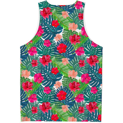 Colorful Hawaii Floral Pattern Print Men's Tank Top