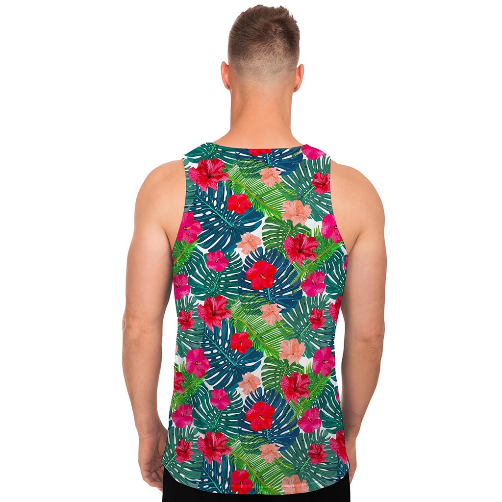Colorful Hawaii Floral Pattern Print Men's Tank Top