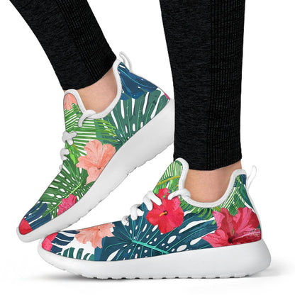 Colorful Hawaii Floral Pattern Print Mesh Knit Shoes GearFrost