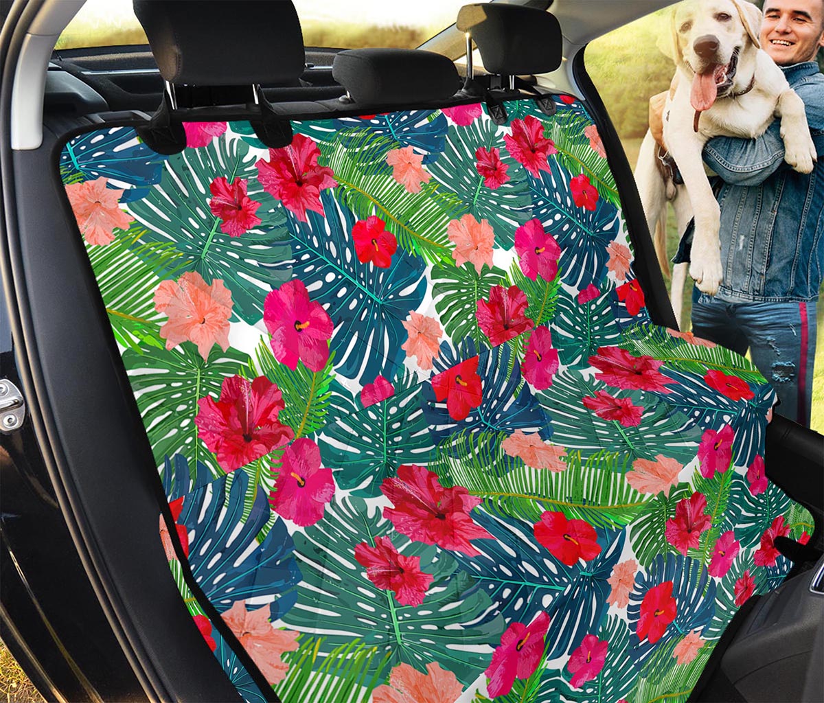 Colorful Hawaii Floral Pattern Print Pet Car Back Seat Cover