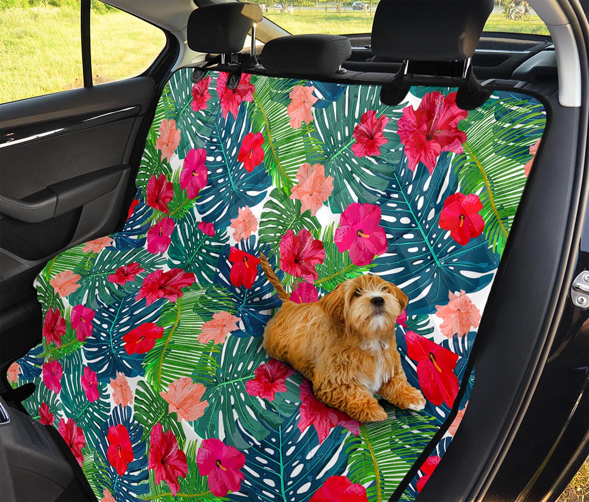 Colorful Hawaii Floral Pattern Print Pet Car Back Seat Cover