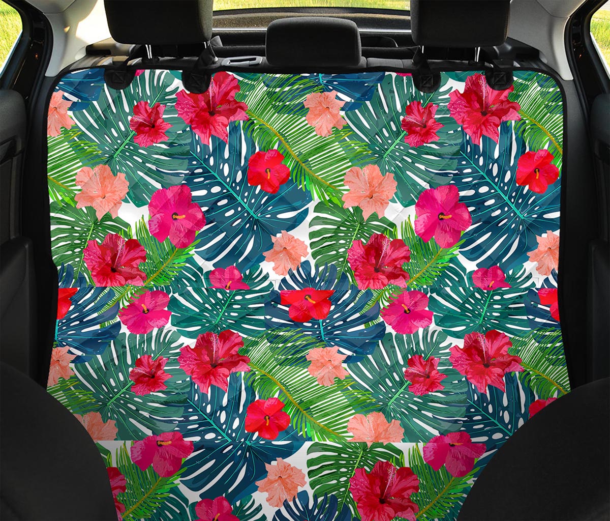 Colorful Hawaii Floral Pattern Print Pet Car Back Seat Cover