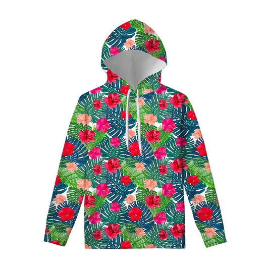 Colorful Hawaii Floral Pattern Print Pullover Hoodie