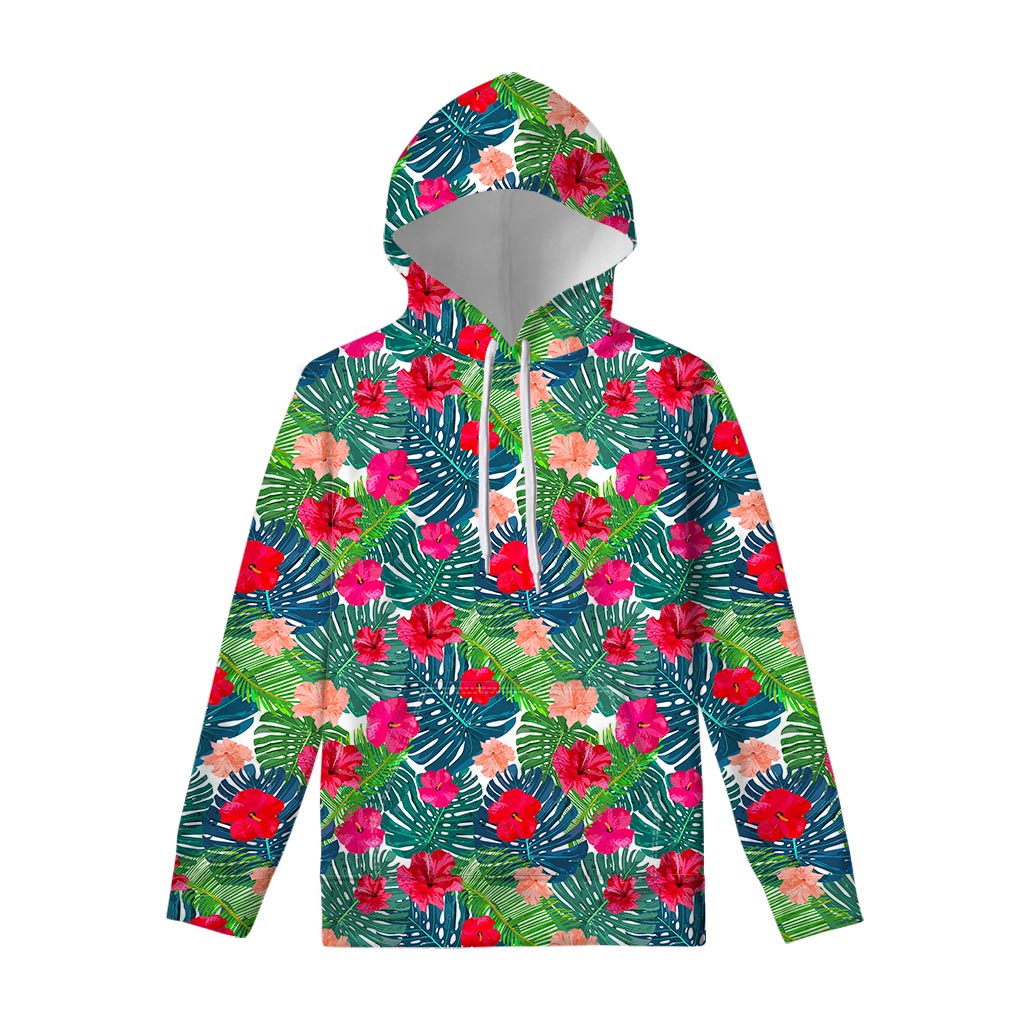 Colorful Hawaii Floral Pattern Print Pullover Hoodie