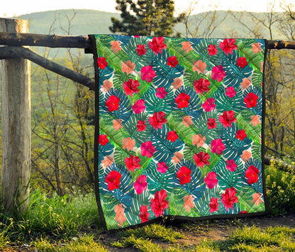 Colorful Hawaii Floral Pattern Print Quilt
