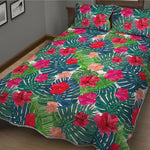 Colorful Hawaii Floral Pattern Print Quilt Bed Set