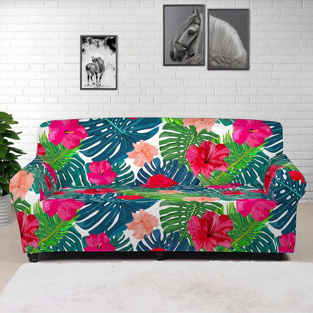 Colorful Hawaii Floral Pattern Print Sofa Cover