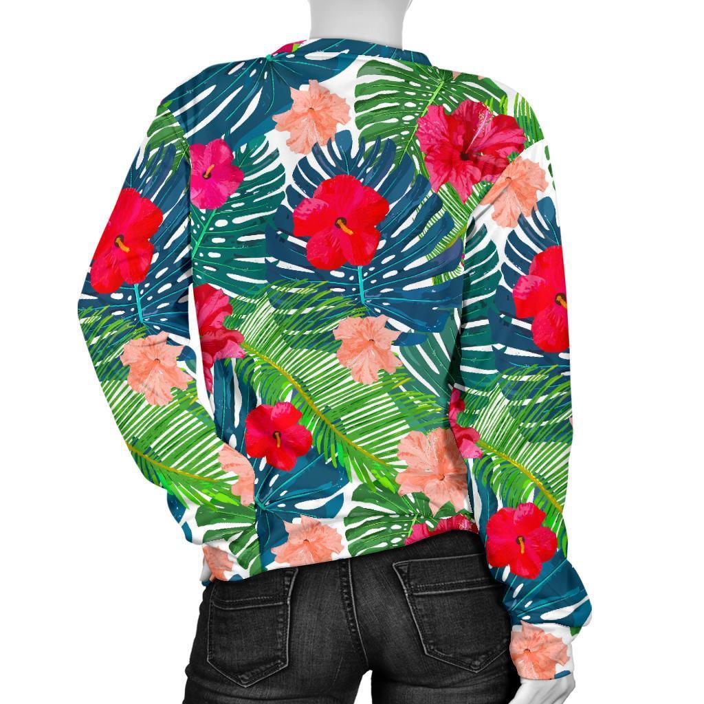 Colorful Hawaii Floral Pattern Print Women's Crewneck Sweatshirt GearFrost