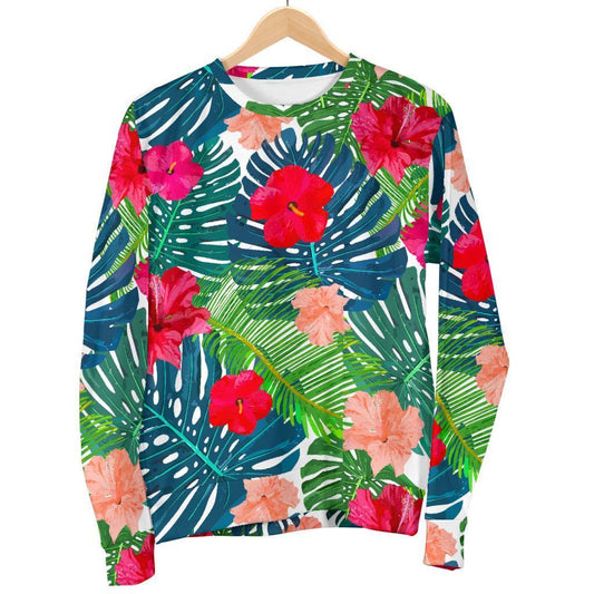 Colorful Hawaii Floral Pattern Print Women's Crewneck Sweatshirt GearFrost
