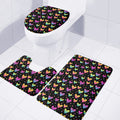 Colorful Heart Pattern Print 3 Piece Bath Mat Set