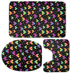 Colorful Heart Pattern Print 3 Piece Bath Mat Set