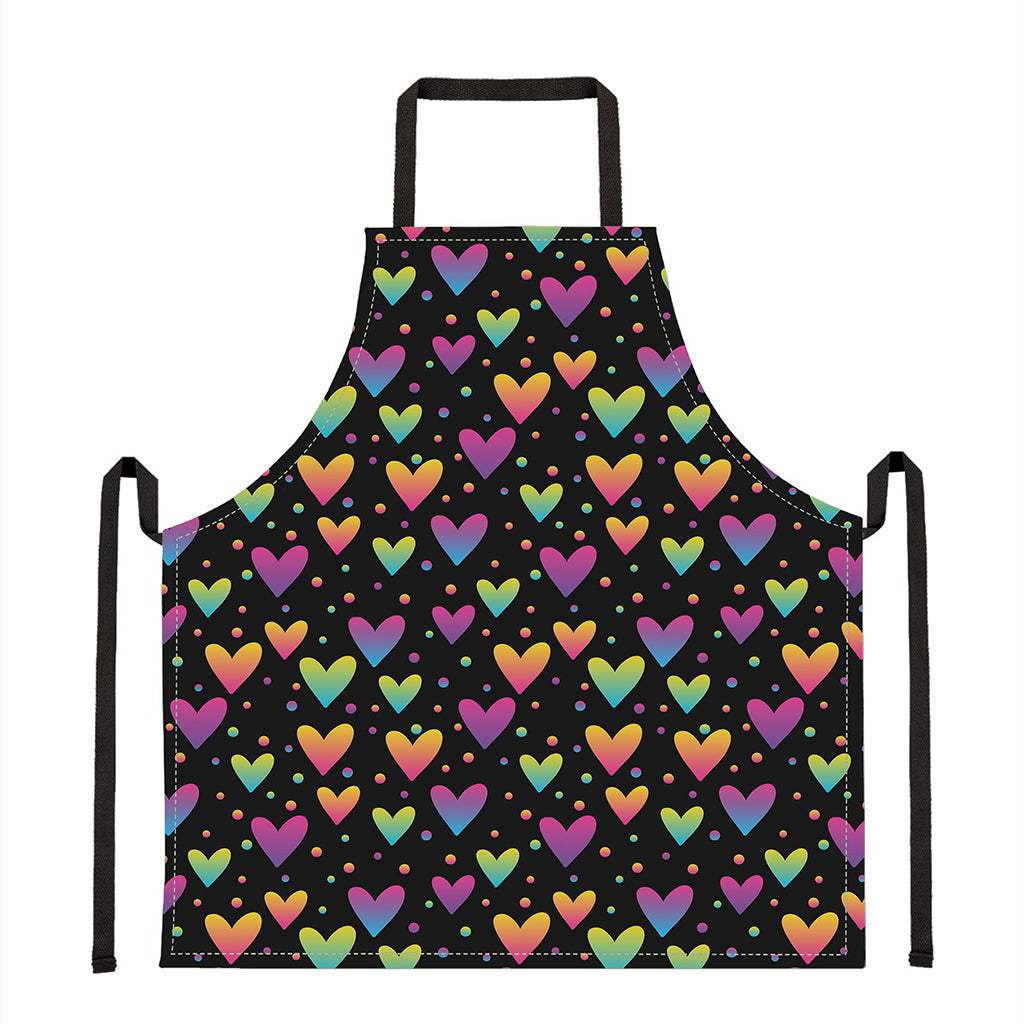 Colorful Heart Pattern Print Apron