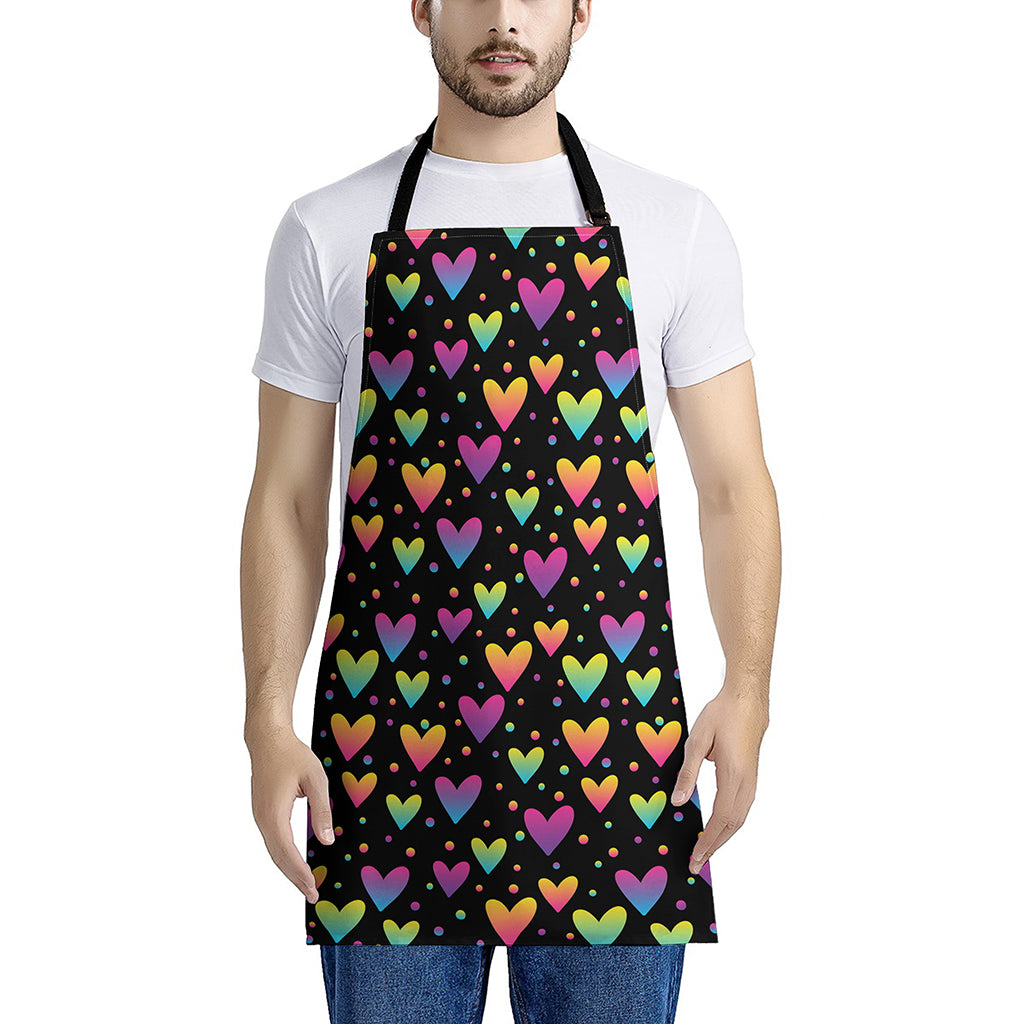 Colorful Heart Pattern Print Apron
