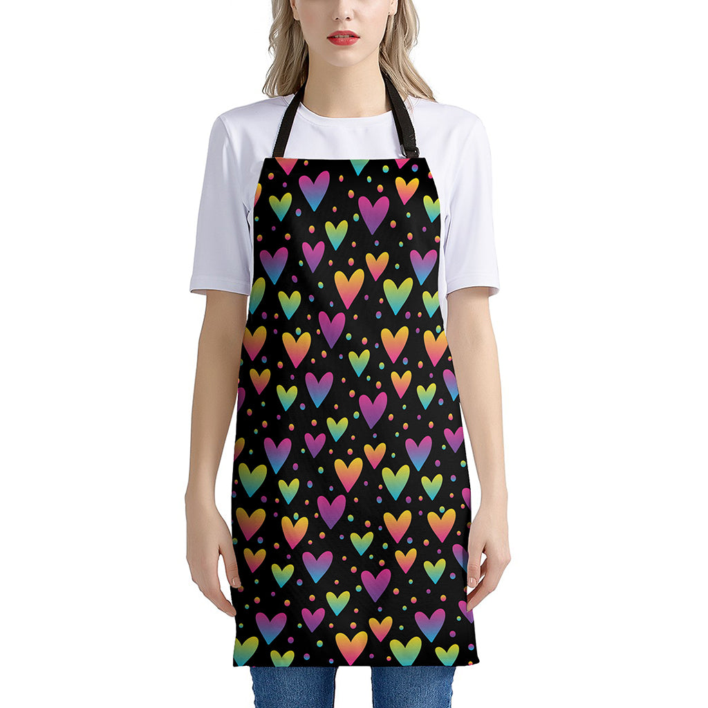 Colorful Heart Pattern Print Apron