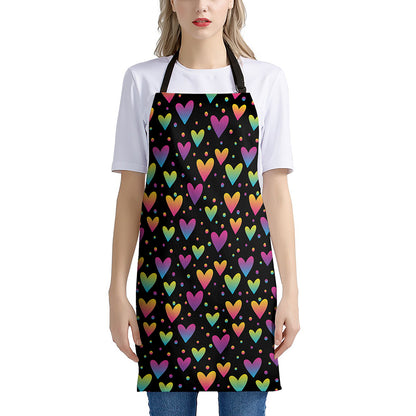 Colorful Heart Pattern Print Apron