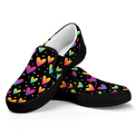 Colorful Heart Pattern Print Black Slip On Shoes
