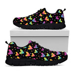 Colorful Heart Pattern Print Black Sneakers
